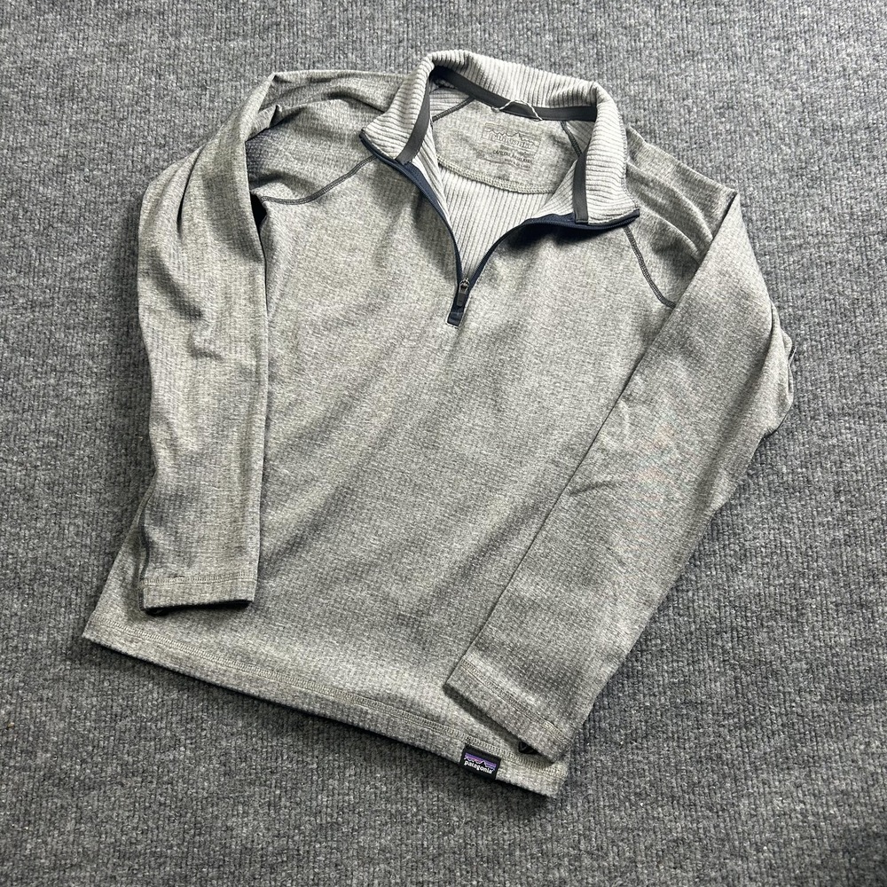 Patagonia Capilene Heavyweight Shirt youth Small Gray 1/4 Zip Baselayer Top